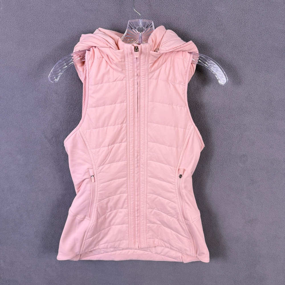 Lululemon Vest Women 4 Pink Hooded Quilted Padded Full Zip Flurry Fighter